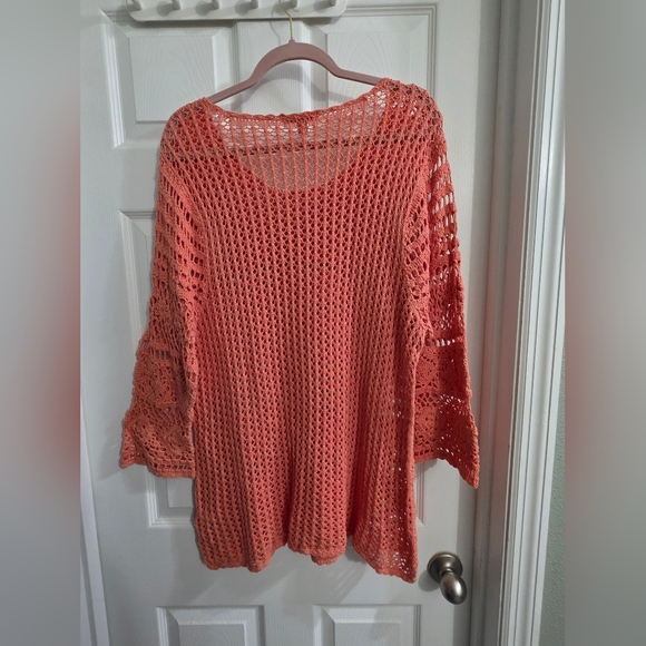 Dress Barn Coral Open-Knit Sweater - Picture 2 of 7